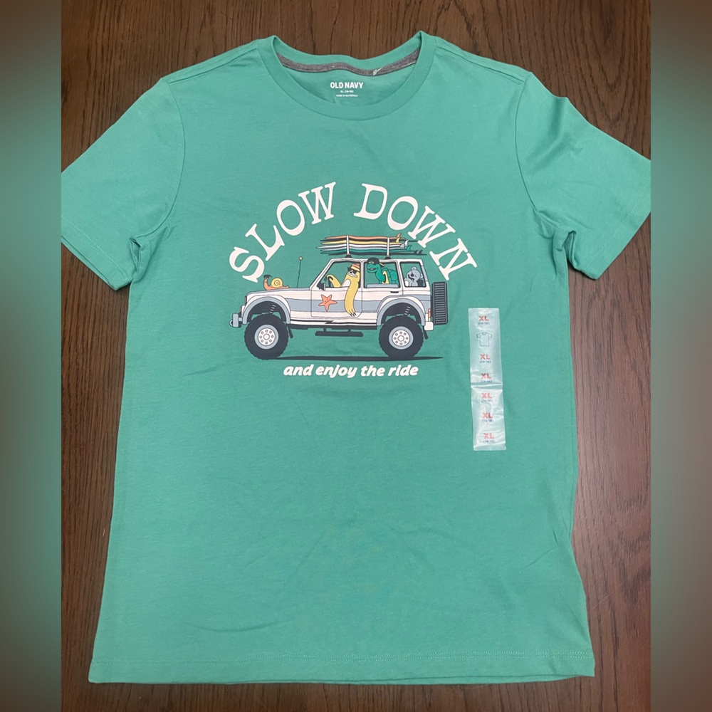 Old Navy Teal Tee with Car Graphic Boy’s